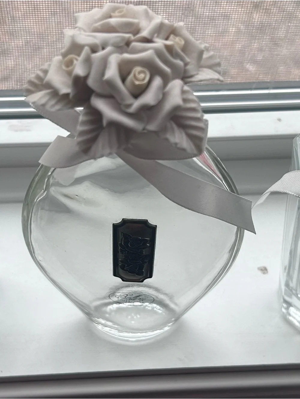 Set of 3 VTG Cellini Collection perfume bottles porcelain roses on stopper